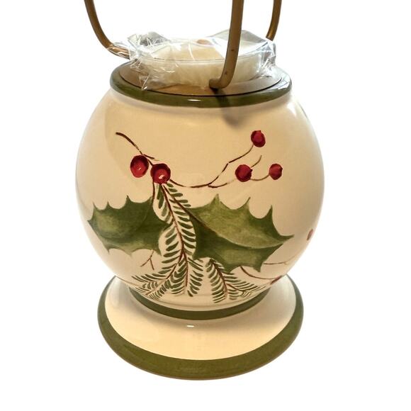 Lenox Vintage Holiday Gatherings Holly Berry Tea Light Candle Lamp New - Picture 5 of 10